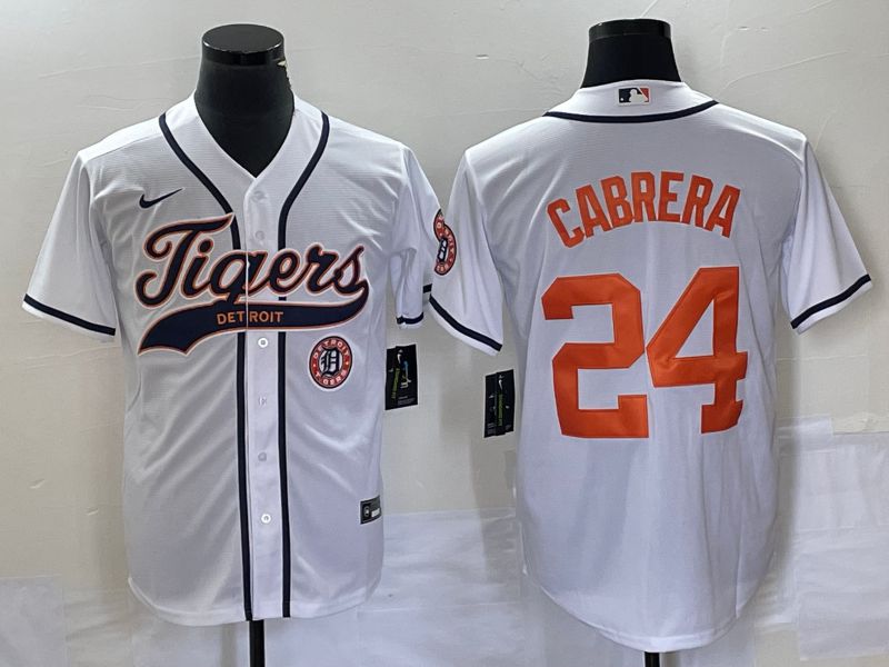 Men Detroit Tigers #24 Cabrera White Joint Name 2025 Nike MLB Jersey style 2